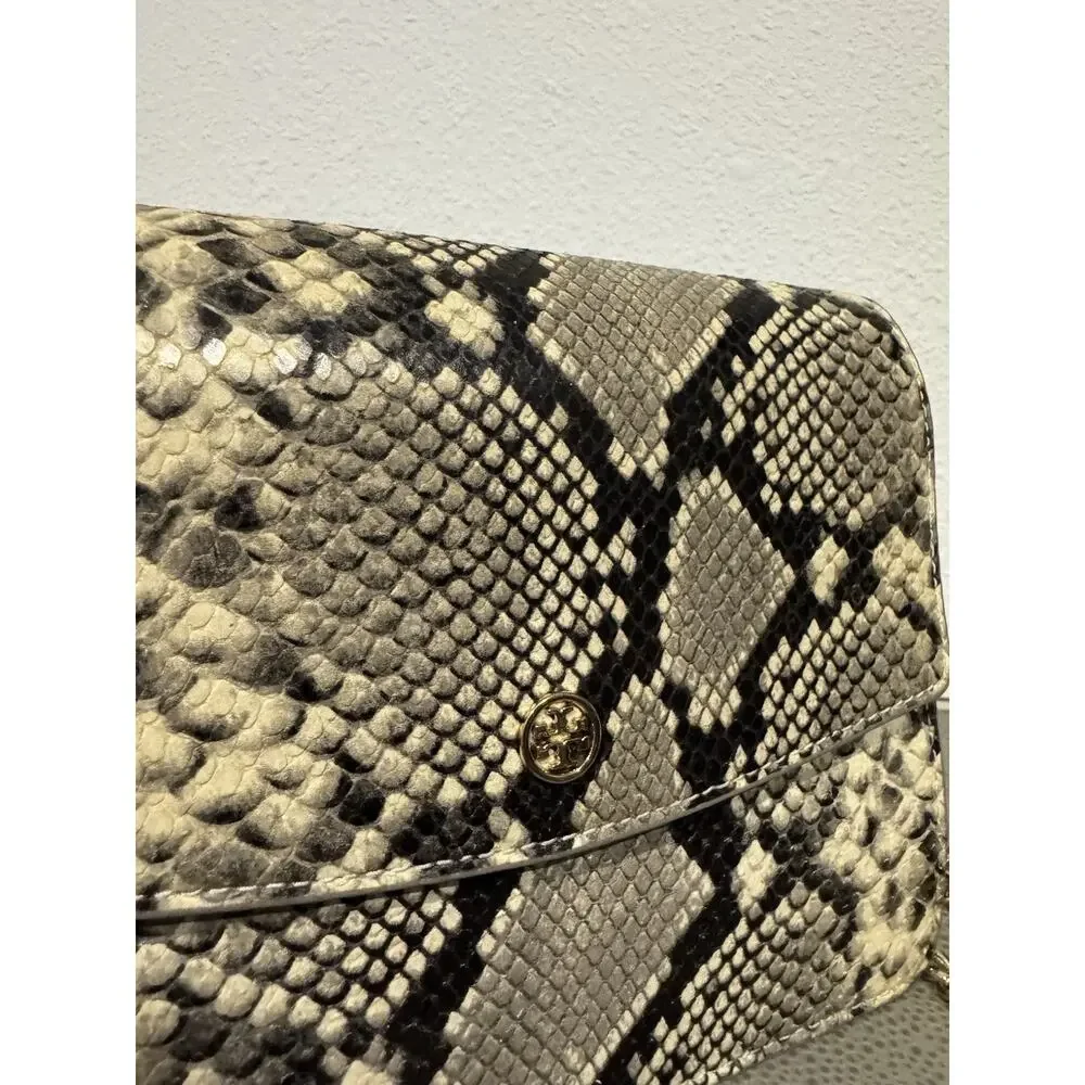 Tory Burch Python Snakeskin Print Leather flap crossbody or hand bag